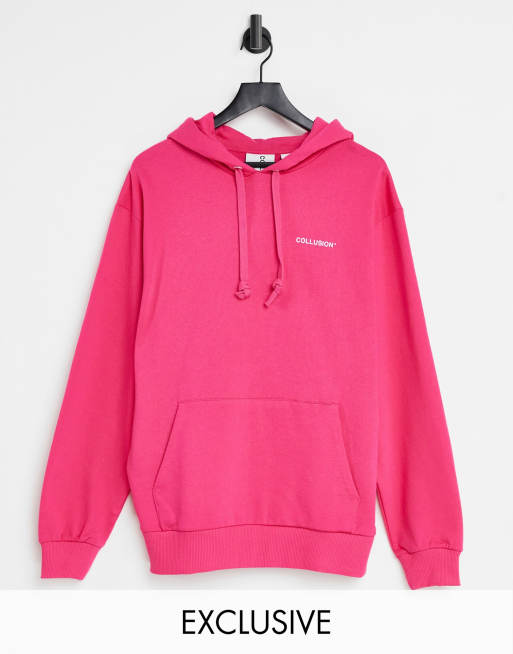 COLLUSION Unisex – Oversize-Kapuzenpullover mit Logo in Pink