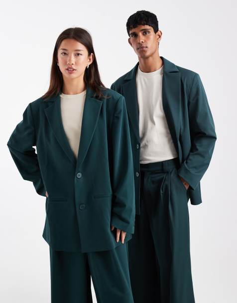 COLLUSION Unisex oversized blazer co-ord in teal