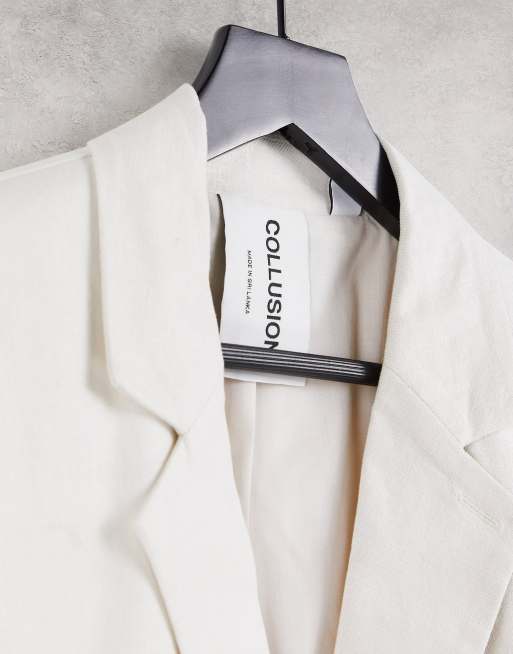 COLLUSION Unisex - Oversized blazer i råhvid, 3 af 4