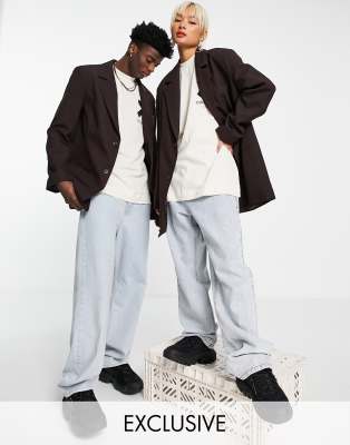 COLLUSION Unisex oversized blazer in brown  - ASOS Price Checker