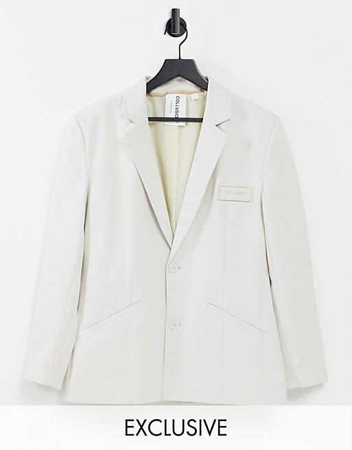 COLLUSION Unisex oversized blazer in off white