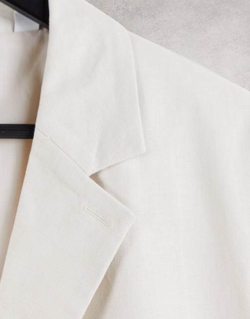 COLLUSION Unisex oversized blazer in off white, 4 of 4