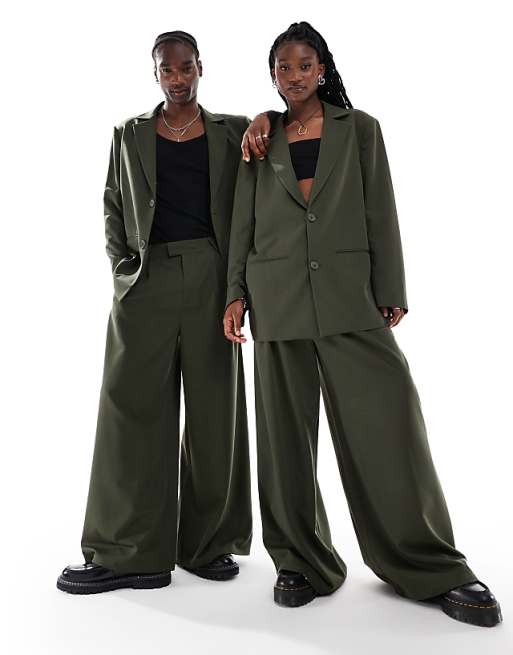 COLLUSION unisex oversized blazer in olive - part of a set COLLUSION unisex oversized blazer in olive - part of a set