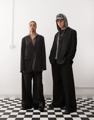 ボトムスその他 Golden  Pinstripe Oversized Blazer With Notched Lapel Tansy Oversized Blazer - Navy Pinstripe – The Frankie Shop