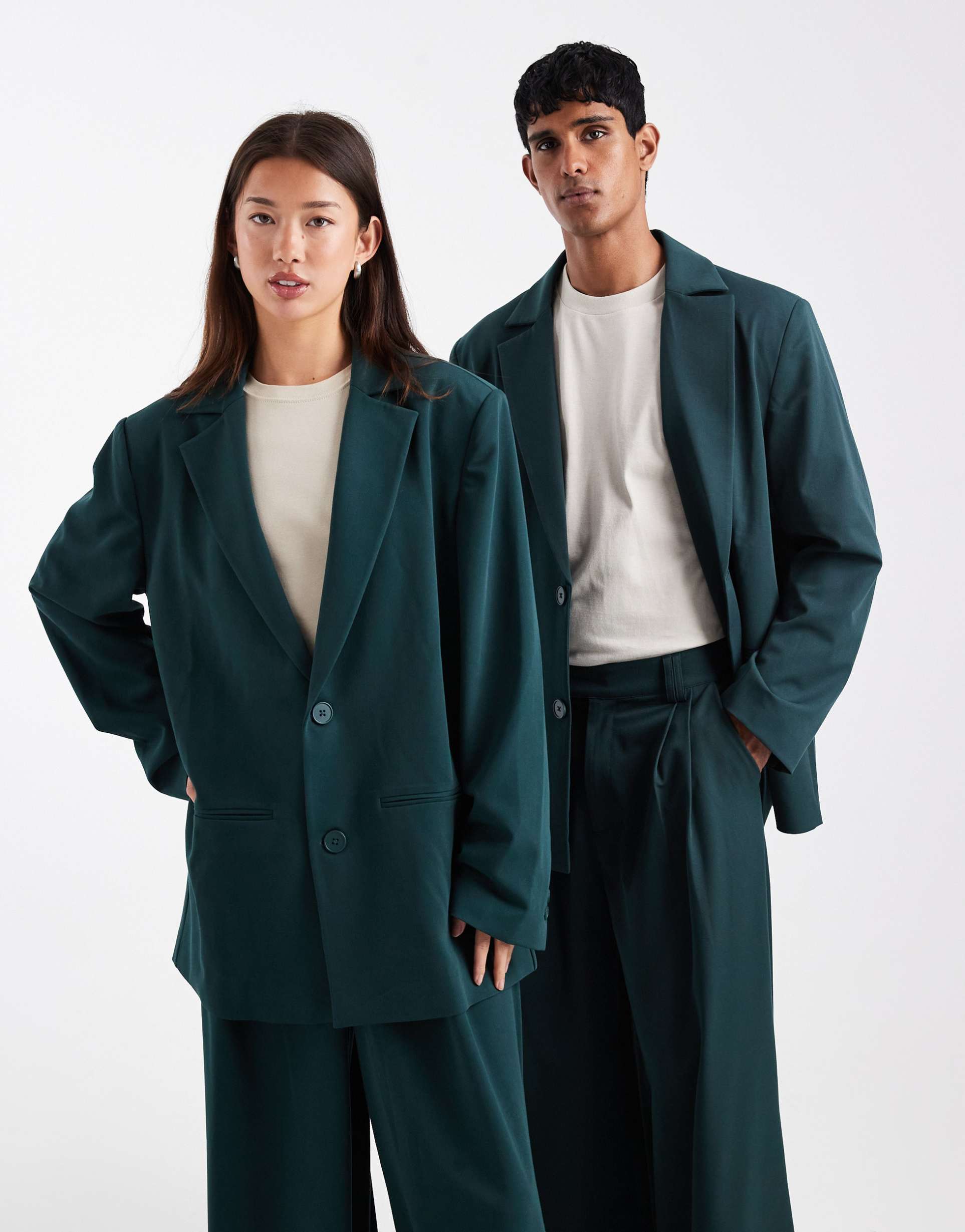 collusion unisex oversized blazer in teal - part of a set