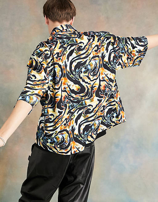  COLLUSION Unisex oversized boxy shirt in digital abstract print 