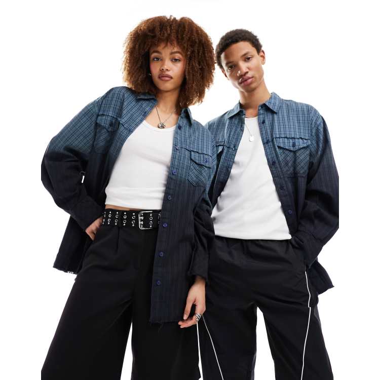 COLLUSION Unisex oversized brushed ombre check shirt | ASOS