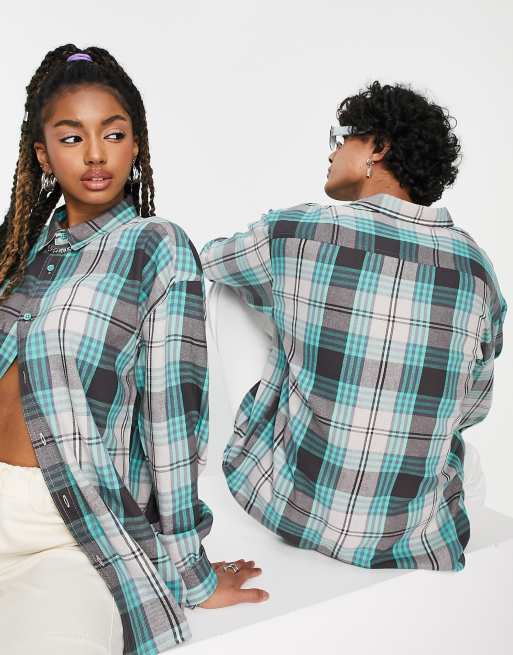 COLLUSION Unisex oversized check shirt in blue