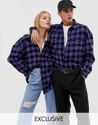 baggy checked shirt