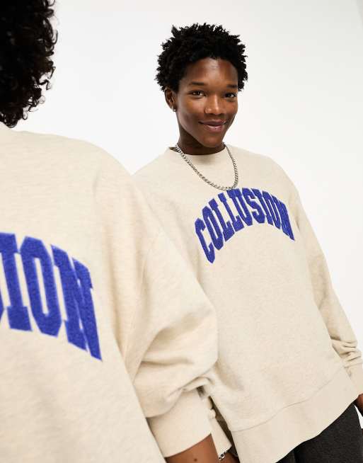 COLLUSION Unisex Oversized college sweatshirt med broderi i