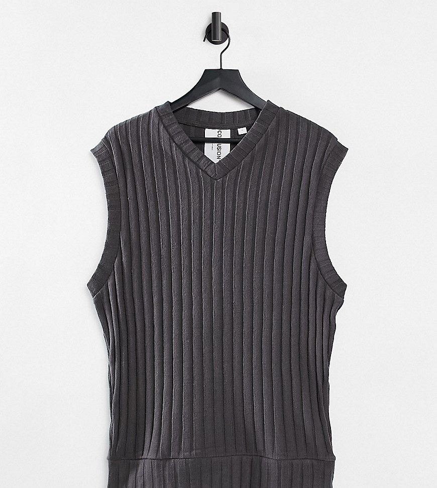 COLLUSION Unisex oversized coordinating vest in jersey knit in charcoal-Grey