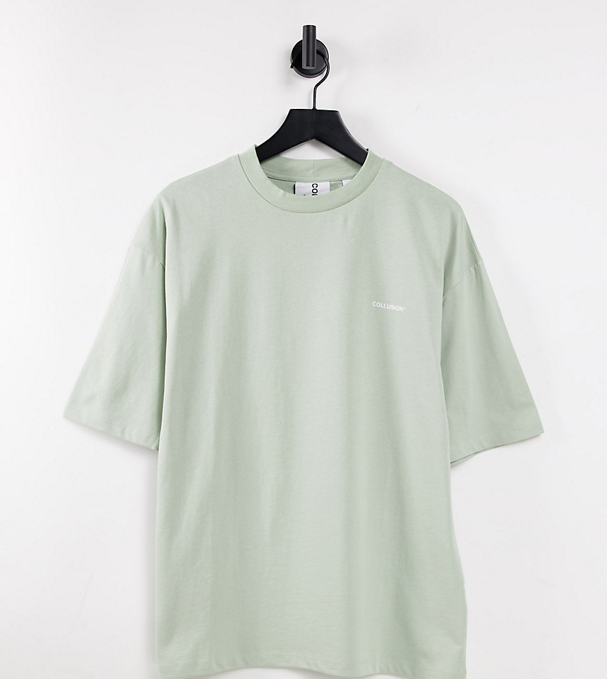 Collusion Unisex Oversized Cotton Logo T-shirt In Green - Mgreen