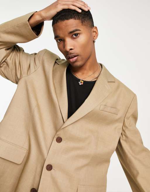 COLLUSION Unisex oversized dad blazer in camel - part of a set, 2 of 4