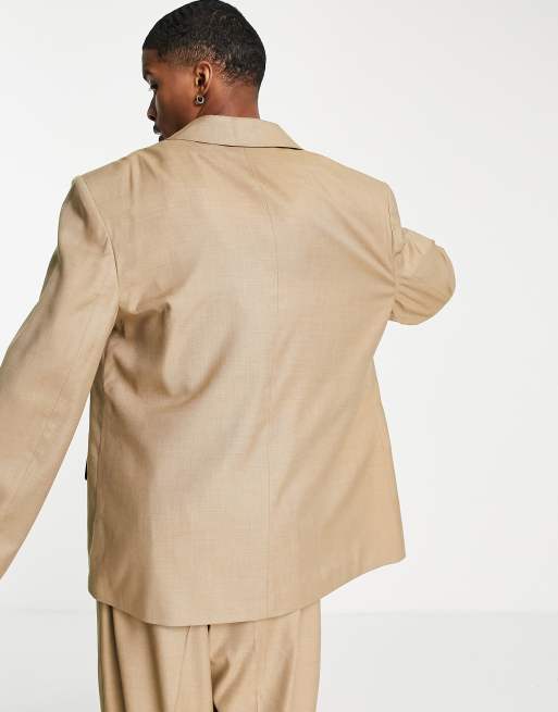 COLLUSION Unisex oversized dad blazer in camel - part of a set, 3 of 4