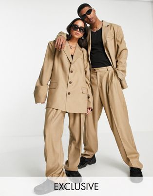 COLLUSION Unisex oversized dad blazer in camel co-ord