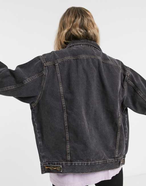 Veste en jean noire oversize new arrivals