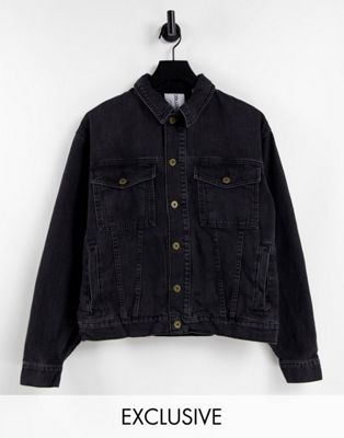 COLLUSION Unisex oversized denim jacket in washed black - ASOS Price Checker
