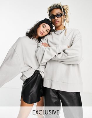 COLLUSION Unisex oversized heavyweight sweatshirt with print in stone | ASOS