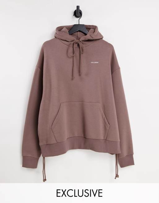 Collusion Unisex Oversized Hoodie In Brown With Ruched Drawcord Detail