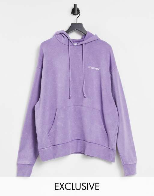 COLLUSION Unisex oversized hoodie in purple acid wash ASOS