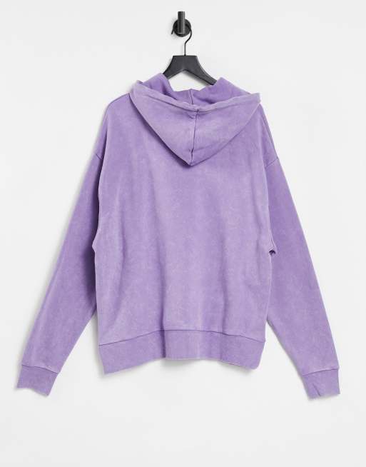 ASOS DESIGN oversized washed purple hoodie in reverse loopback