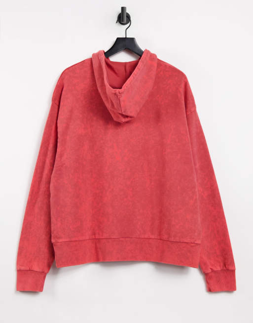 COLLUSION Unisex oversized hoodie in red stone wash set
