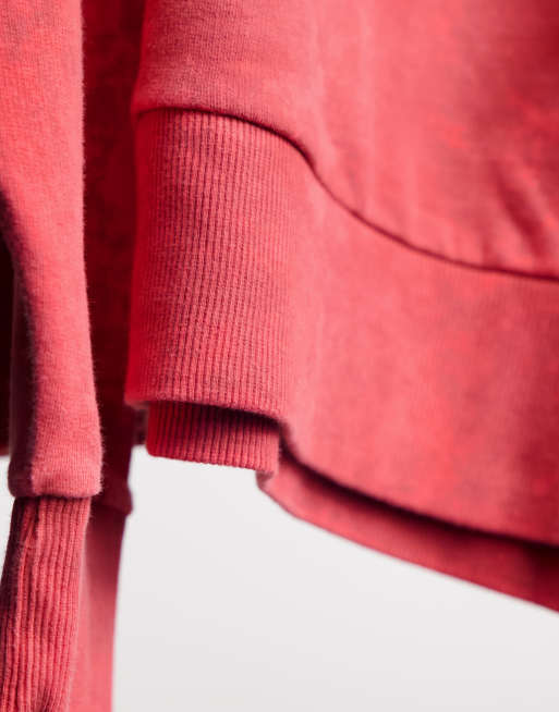 COLLUSION Unisex oversized hoodie in red stone wash set