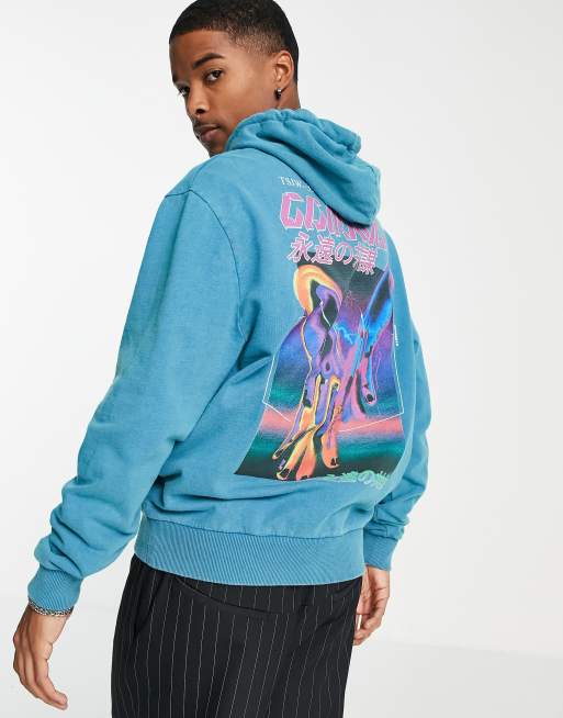 COLLUSION Unisex oversized hoodie with graphic back print in blue part of a set