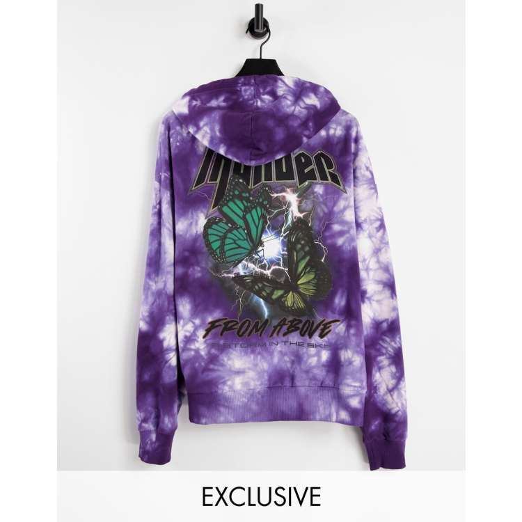 Men's Oversized Butterfly Back Print Tie Dye Hoodie