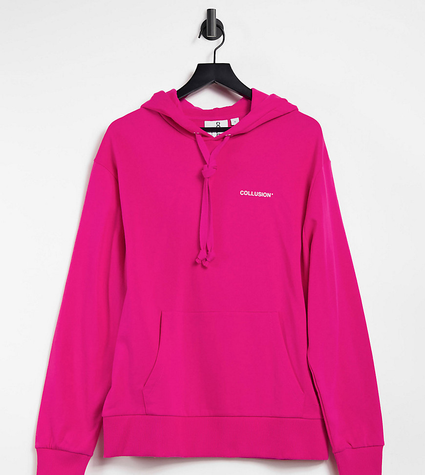 COLLUSION Unisex oversized hoodie with logo print in pink