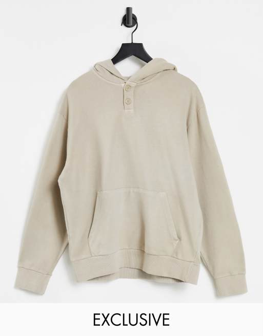 COLLUSION Unisex oversized hoodie with placket detail in stone | ASOS