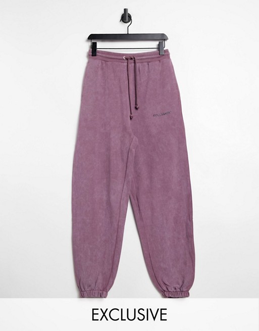 COLLUSION Unisex oversized joggers in purple acid wash co-ord