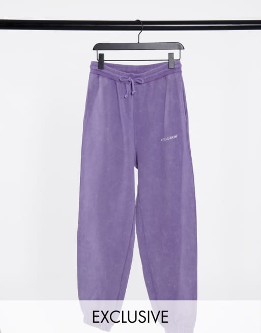 Purple acid outlet wash joggers