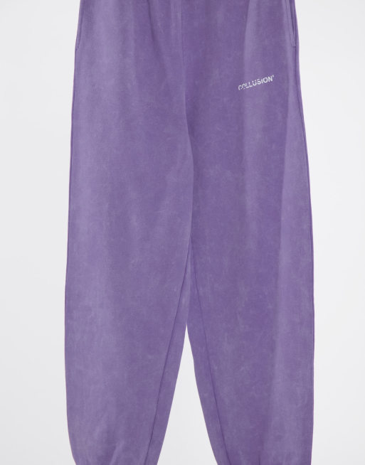 COLLUSION Unisex oversized joggers in purple acid wash ASOS