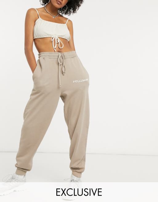 COLLUSION Unisex oversized joggers in stone acid wash ASOS