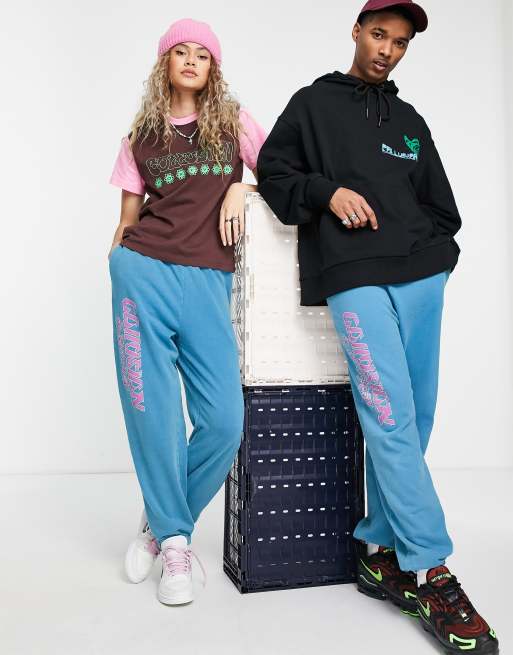 COLLUSION Unisex oversized joggers with graphic back print in blue