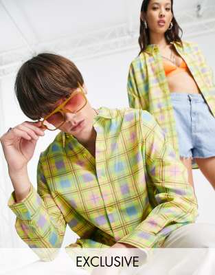 COLLUSION Unisex oversized linen check shirt  - ASOS Price Checker