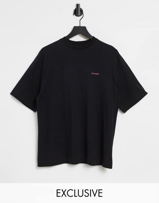 COLLUSION Unisex oversized logo t-shirt with pink print