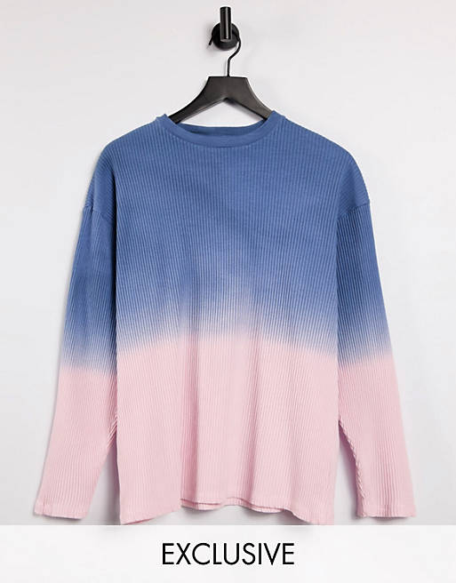 COLLUSION Unisex oversized long sleeve rib t-shirt in ombre
