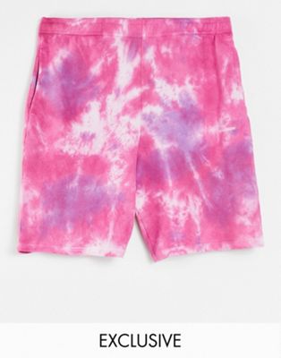 COLLUSION Unisex oversized pink tie-dye shorts co-ord - ASOS Price Checker