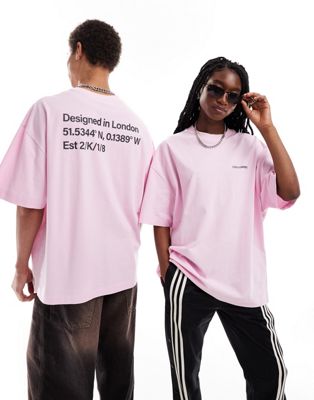 Collusion Unisex Oversized Pique T-shirt With Back Logo Graphic In Pink