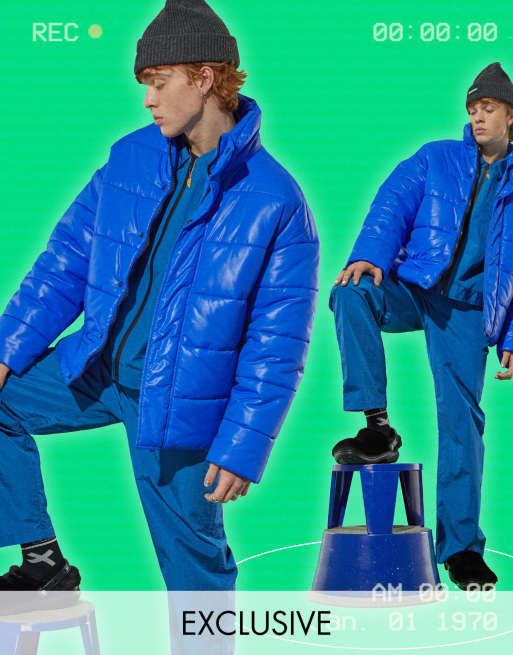 Blue oversized clearance puffer jacket