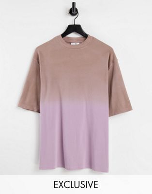COLLUSION Unisex oversized rib t-shirt in pink ombre - ASOS Price Checker