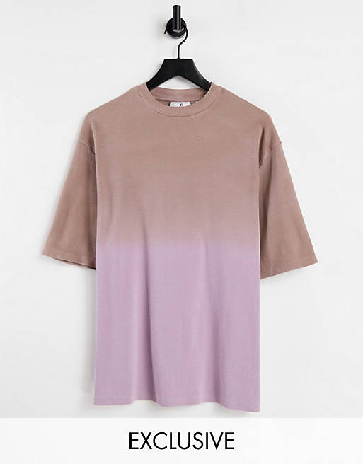 COLLUSION Unisex oversized rib t-shirt in pink ombre