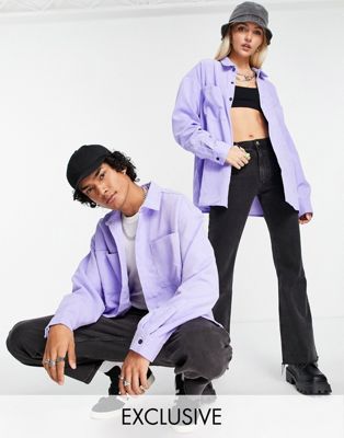 COLLUSION Unisex oversized shirt in purple cord