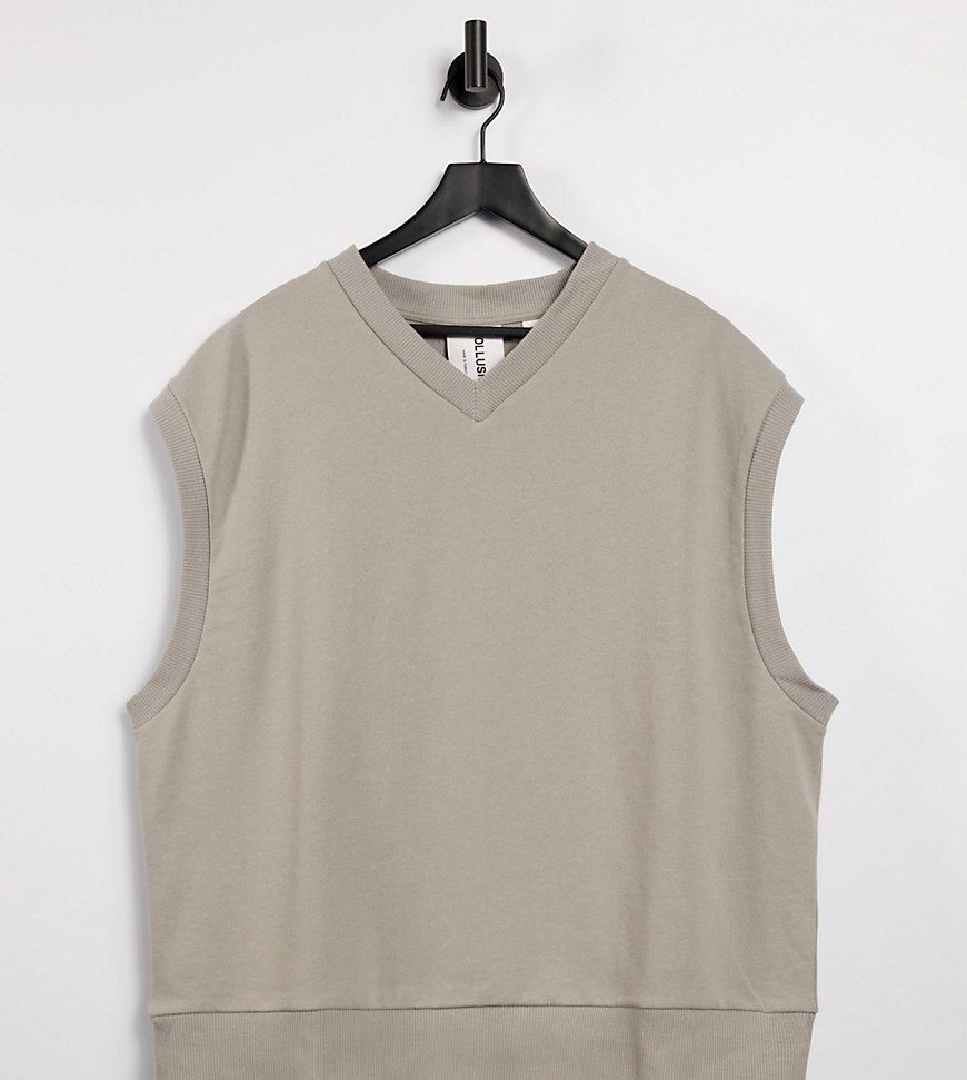 COLLUSION Unisex oversized sleeveless sweatshirt in mushroom - part of a set-Brown