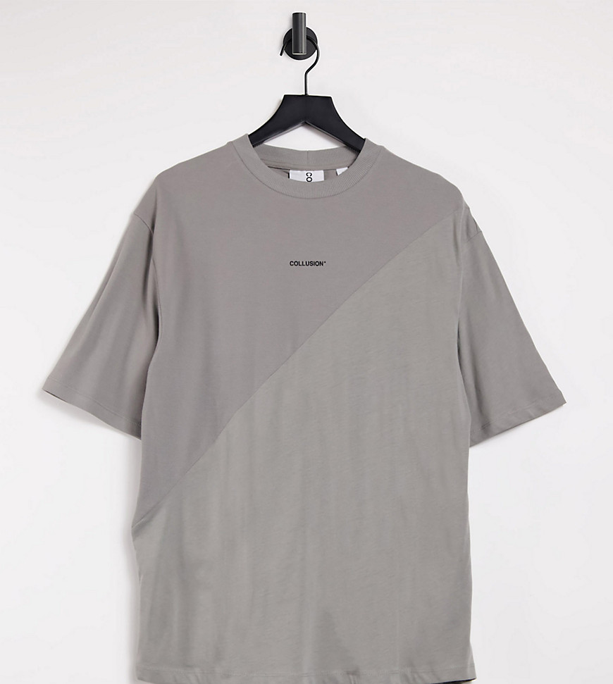 COLLUSION Unisex oversized t-shirt in tonal cut & sew-Grey