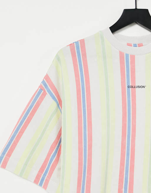 COLLUSION Unisex - Oversized T-shirt van piqué met strepen, 4 van 4