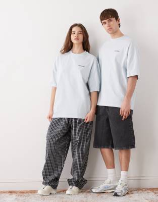 Collusion Unisex Oversized T-shirt With Back Graphic In Blue