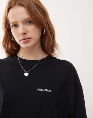 Collusion Unisex Oversized T-shirt With Co-ordinates In Black